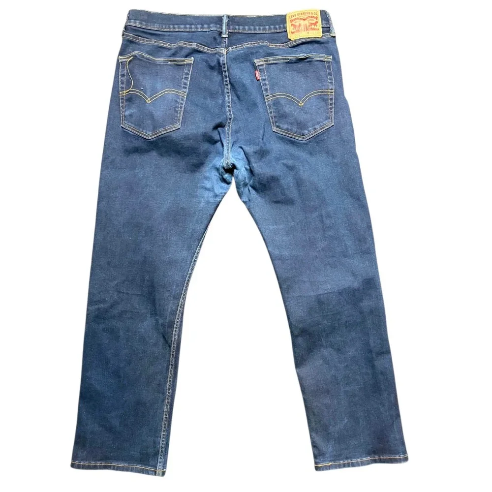 Levis 505 Regular Fit Straight Leg Jeans Mens 36x30 Dark Indigo Blue Denim